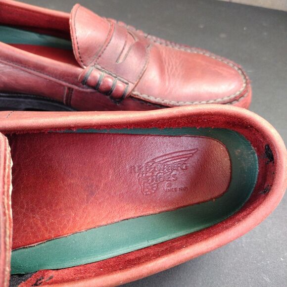 Red Wing Shoes Mens Size 8.5 EE Red Leather Loafer Shoes Work Steel Toe 640028 main image 4